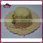 Girls beige woven paper straw hat with hand made flowers
