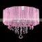 Pink modern crystal pendant light for high ceilings