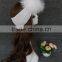 Genuine Raccoon Fur Ball Elastic Hair Band Mixed Colors Fur Head Band