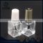 High quality square cap with brush clear glass nail polish bottle