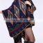 High quality fashionable acrylic double jacquard oversize fashion poncho style
