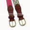 golf belt Jacquare webbing stitching genuine leahter man belt and women belt