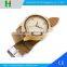 Hot selling natural pure bamboo wooden watches wiht leather strap for men and women