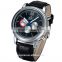 genuine leather mens luxury automatic self wind watch 6hands mechanical watch