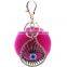 8cm Rex Rabbit Fur Ball Keychain 8Colors Car Ornaments Bag Pendant Keyring Valentine's Big Turkey Eyes Fur Pom Pom Keychain