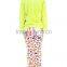 Kevince velour pyjama set pant green reactive print knitting woman MOQ 1000sets OEM factory directly