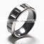 Mixed material carved titanium rings stainless steel with carved black zirconium inlaid rings