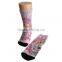 Haining GS custom fashion cute girl design 360 degree seamless printing pink cotton children sublimated socks
