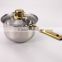 12pcs stainless steel cookware set with golden handles and glass lid