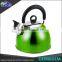 Non-electric whistling tea kettle stainless steel green camping kettle