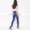 dark blue skinny plain custom your own brand high waist jeans women
