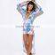 Geometry print high low long sleeve maxi club cocktail party dresses