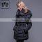 New Collection Outerwear Winter Black Waisted Shape Coat Fur Down Jacket with Fox Fur Hood