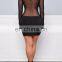 Europe And America Long Sleeve Grenadine Sexy Perspectivity Package Hip One-Piece Dress
