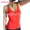 Latest Design Red Sleeveless Low Back Women Fitness Sport T Shirt