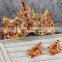 Bulk Indian Bridal Hair Accessories Baroque Red Rhinestone Gold plated Queen tiara and crowns