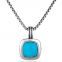 Sterling Silver Jewelry 14mm Albion Pendant with Turquoise(P-016)