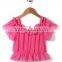 Dongguan clothing kids custom ruffle neckline short sleeves crop top