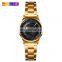 skmei 9210 golden wrist watches couple stainless steel quartz watches