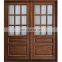 Exterior swing mahogany solid wood double leaf main entrance door