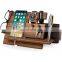 Wood Phone Docking Station Key Hooks Holder Wallet Stand Watch Organizer Men Gift Husband Anniversary Birthday Nightstand Purse