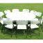 Cheap round plastic dining table modern table set with folding leg