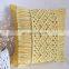Hot Selling Yellow fringe hand knotted macrame cushion pillow cover Bohemian decoration pillows in Vietnam
