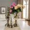 High Stand Ramadan Vase Decor Luxury Gold Wedding Crystal Vase with Lid Flower Glass Arrangement