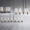 Black Linear Chandelier Clear Glass Shade Modern Farmhouse Ceiling Pendant Hanging Light Fixture For Dining Table Kitchen Island