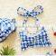 2016 Newest Cute Baby Girl Summer Blue Plaid Swimwear Japan Girl Bikini Swimwear Sexy Baby Beachwear