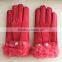 Mitten red lamb fur ladies sheepskin double face gloves
