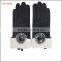 Fashion lady black pigsuede leather gloves with a fuzzy ball