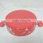 3L Aluminum Food Steamer With Red Bakelite Handle and Flower Design Exterior