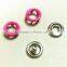 Bright-coloured metal prong ring snap button for baby wear