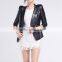 New style women pu leather jacket softshell fashion button-up blazer