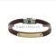 Wholesale Genuine Leather Bracelet Simples Clasp Fashion Steel Tag Bangles For Men