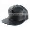 5-Panel black snapback hats no minimum custom leather snapback