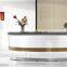 Elegant white color shining unique reception desk design