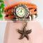 Wholesale Women Leather Vintage Retro Watch bracelet Five Star Charm Watches