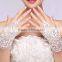 2016 Fashion Vintage Red Womens Brides Floral Bowknot Full Finger Shorts Lace Bridal Gloves