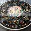 Italian Inlay marble Dinning Table Top, Round Black Pietra Dura Table top