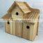 Unfinished Natural Wood Bird House with a link chain for hanging