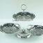 Stainless Steel Stock Ceramic Three Layer Silver Cake Stand Holder Fruit Plate