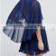 OEM Service Supply Type And Evening / Formal Dresses Type Elegant Evening Dress/ Navy Chiffon Dip Back Cape Mini Dress