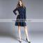 POLO Collar Middle Waisted Long Sleeve Formal Office Elegant Autumn Spring A-line Blouse Dress