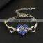 Mother's day love bracelet high end blue heart charm lobster clasp bracelet for 2016 promotion products