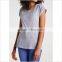 Guangzhou Factory Custom Cotton Round Neck Tee Striped Women T Shirt