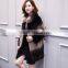 Fashion Genuine Natural Mahogany Mink Fur Coat for Women Walking Jacket with Crosscut Swing