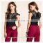 china fashion new product sexy women tight black crochet bodysuit