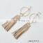 Brown suede tassel pendant earring vintage sterling silver circle hoop earrings